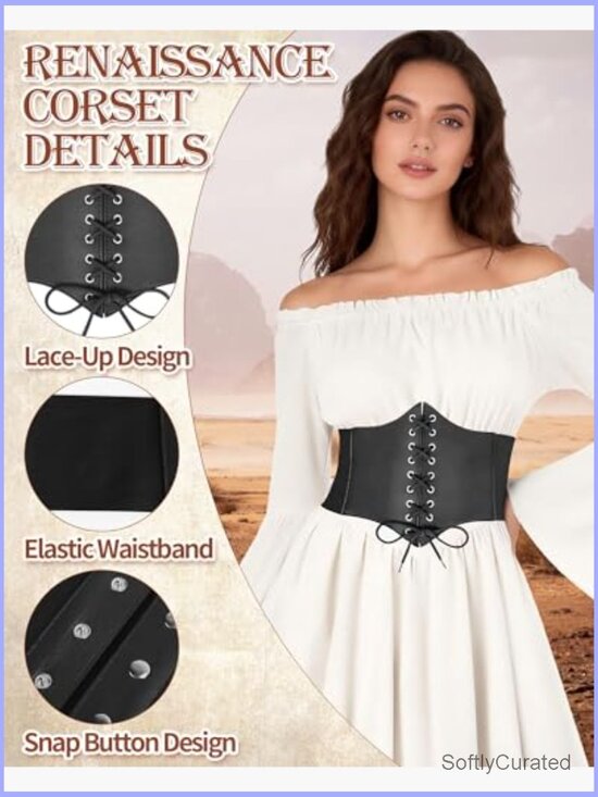 5-Piece Renaissance Corset Belt Set with Pouch main image 4
